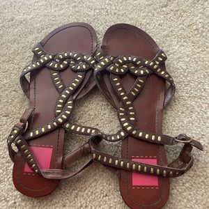 Brown sandals with gold details
